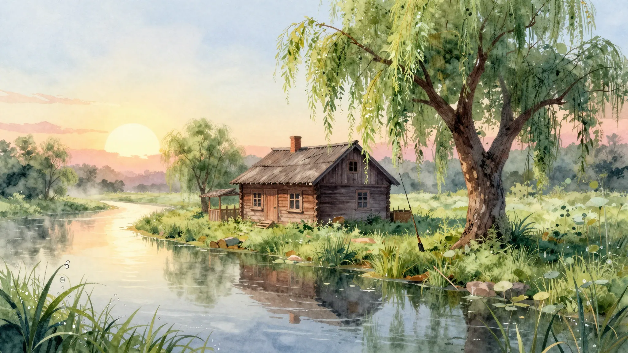 Vibrant watercolor style. Folk song album cover: nostalgic c...