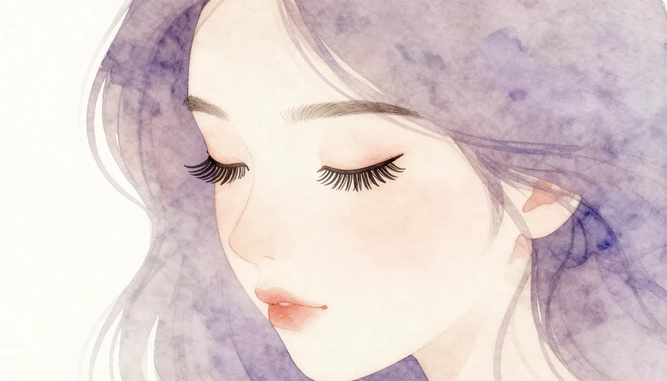 Watercolor style. Aesthetic close-up of a stylized female si...