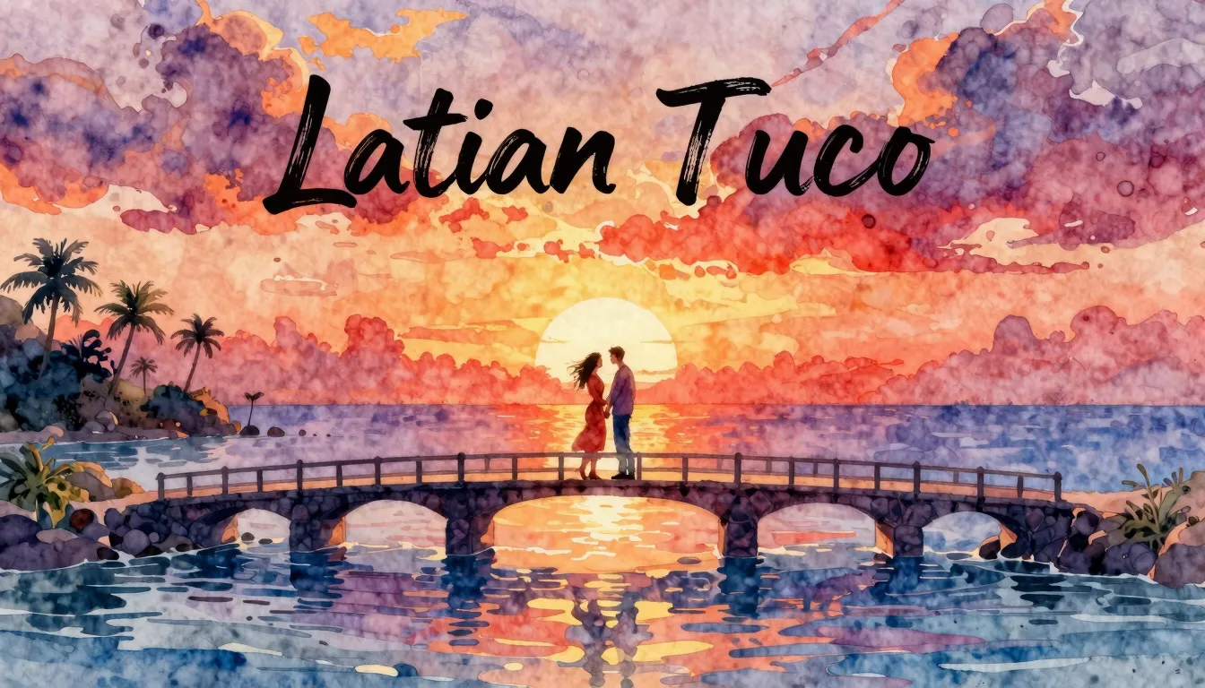 Vibrant watercolor style. Latin music album cover, romantic,...
