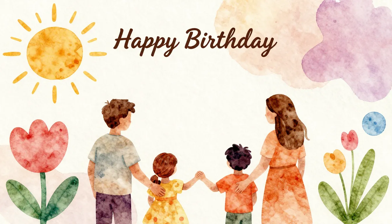 Vibrant watercolor style. Indie album cover art for a birthd...