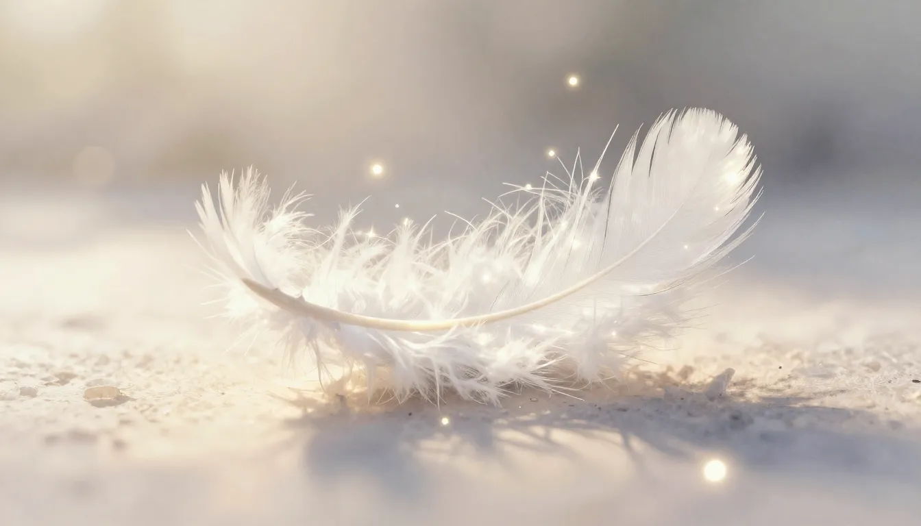 Watercolor style. Soft fluffy white feathers and glowing spa...