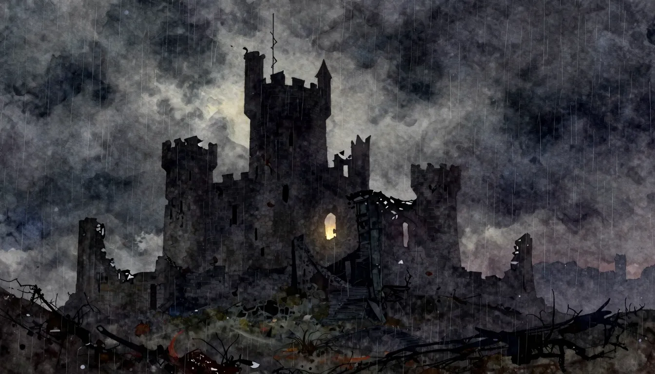 Vibrant watercolor style. Dark ambient, cinematic, melanchol...