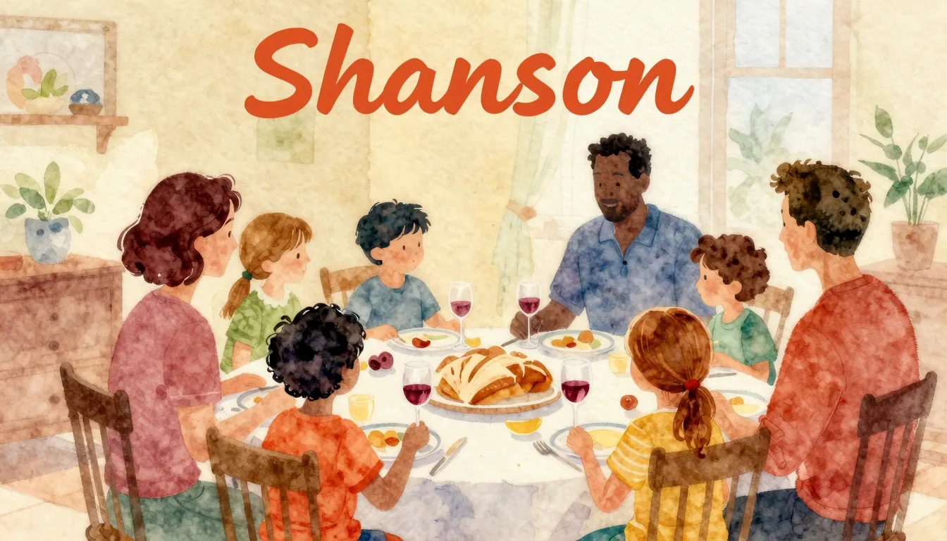 Vibrant watercolor style. "Shanson album cover: Warm, cozy f...