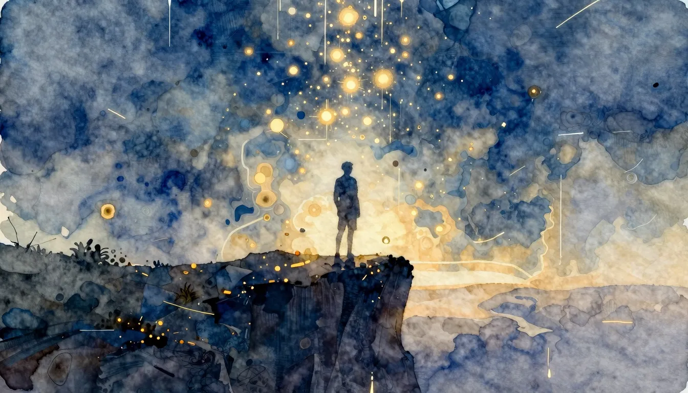 Watercolor style. Abstract digital art, a silhouette of a fi...