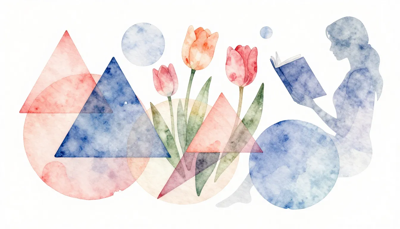 Watercolor style. Abstract composition of geometric shapes l...