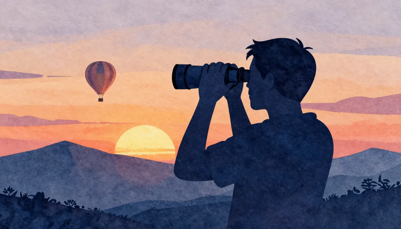 Watercolor style. A stylized silhouette of a person looking ...