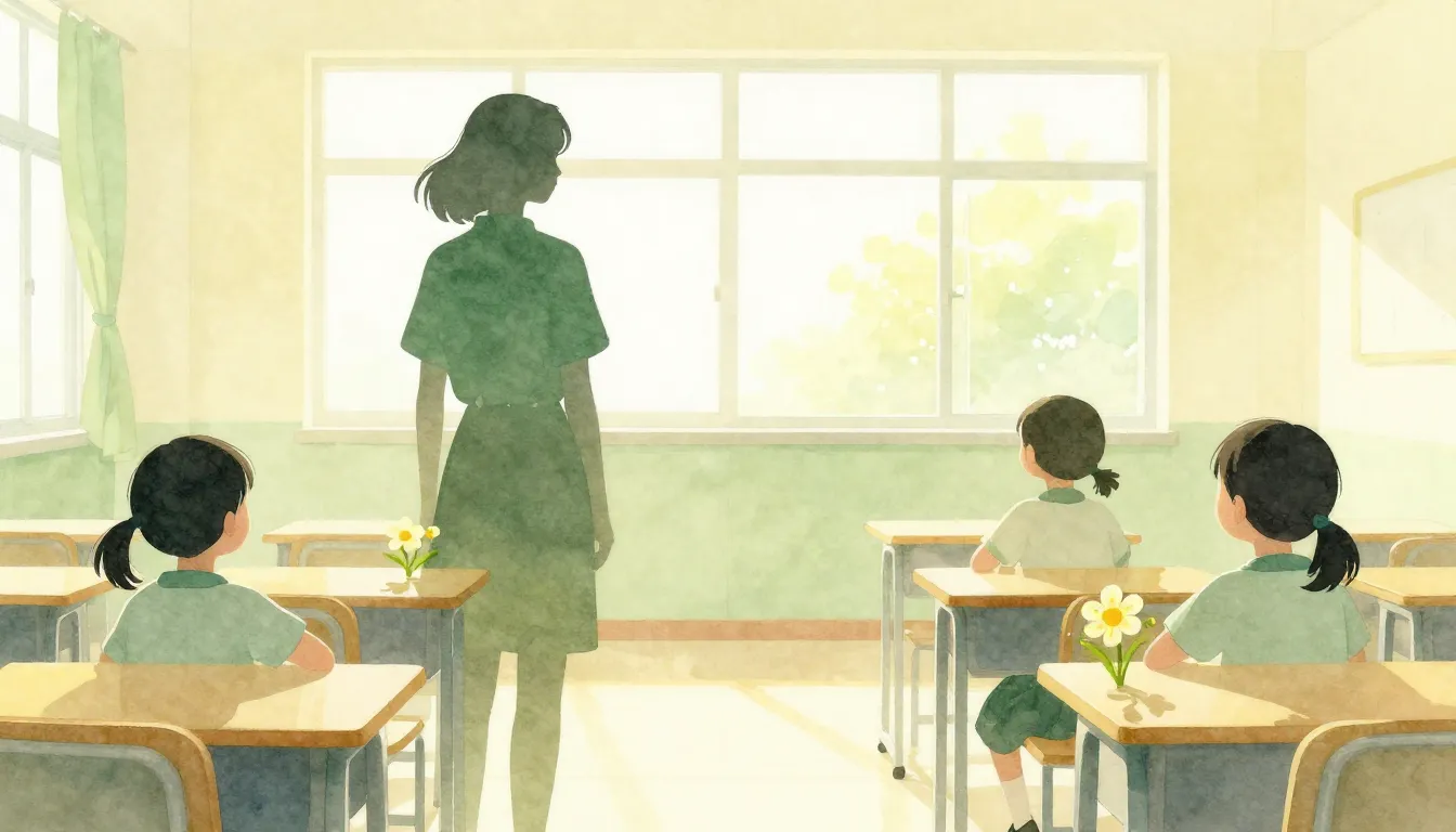 Watercolor style. Silhouettes of a tall female figure and sm...