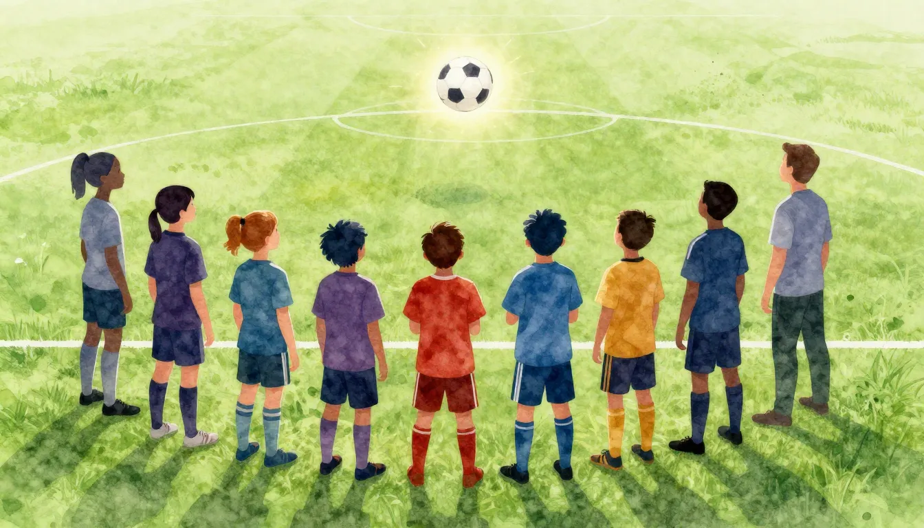 Watercolor style. A stylized silhouette of a diverse group o...