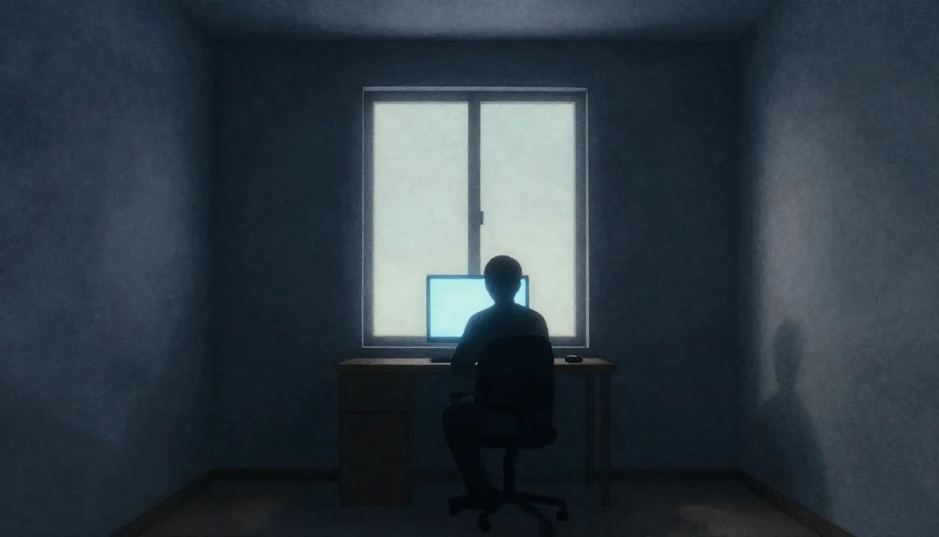 Watercolor style. Minimalist dark room interior, silhouette ...