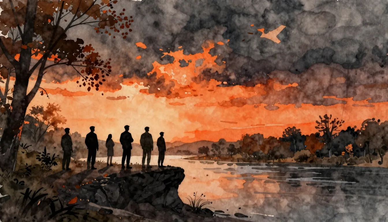 Watercolor style. Silhouettes of a group of people standing ...