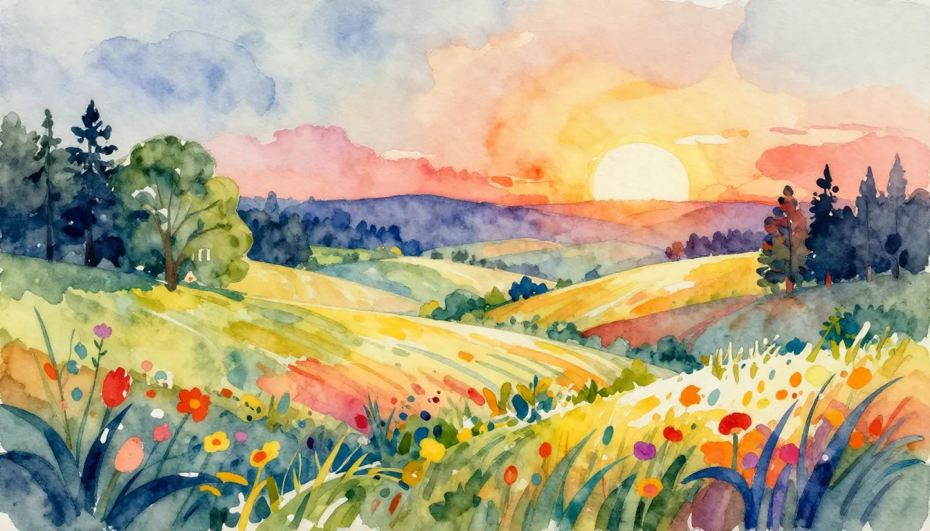 Vibrant watercolor style. Folk song album cover. A vibrant, ...