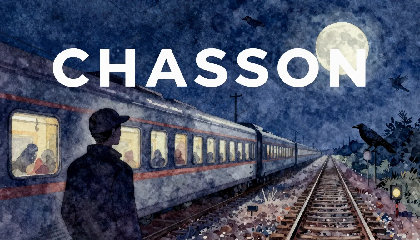Vibrant watercolor style. Chanson album cover: dark, cold, l...