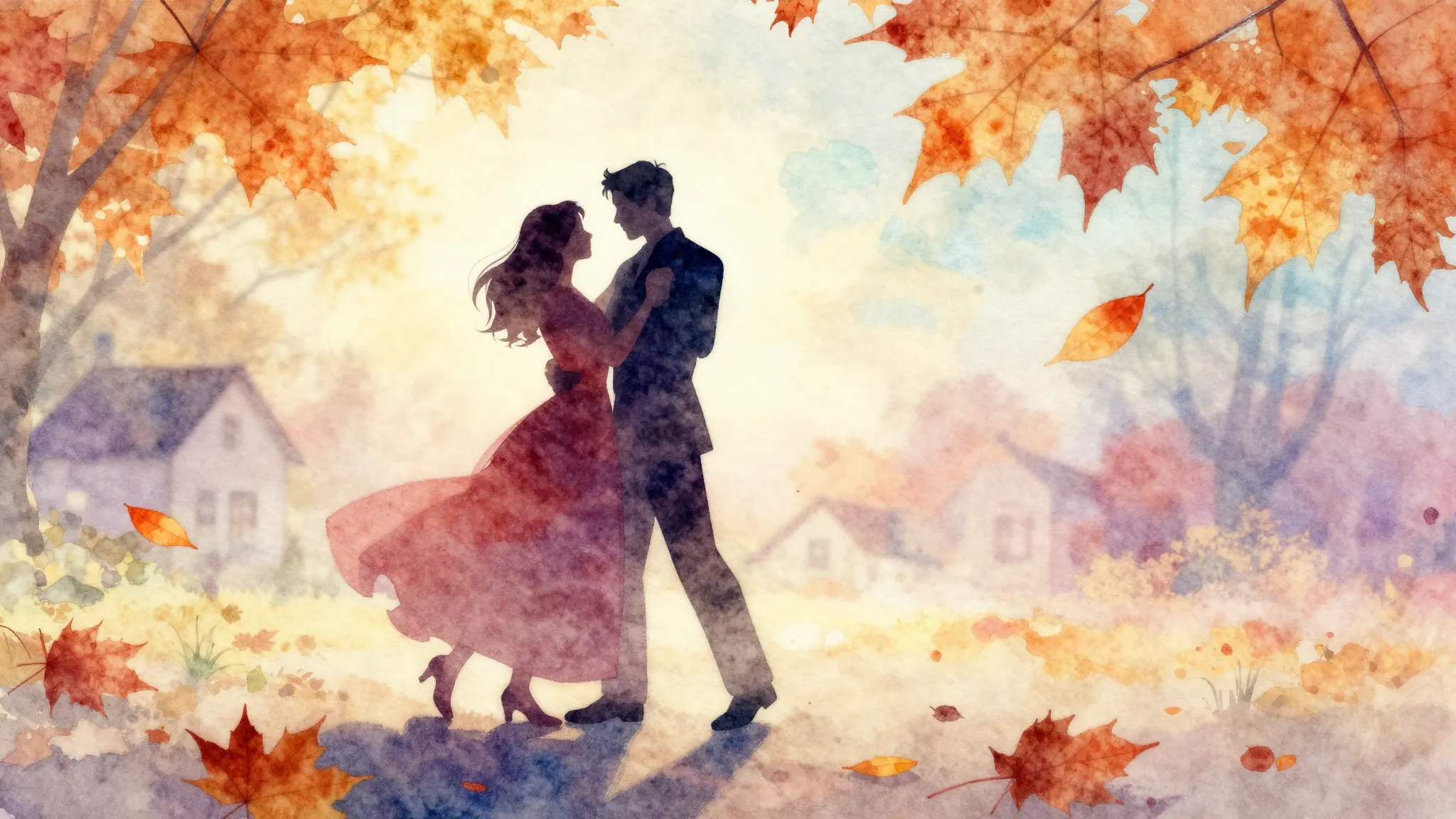 Vibrant watercolor style. Romantic, nostalgic, cozy, autumn ...