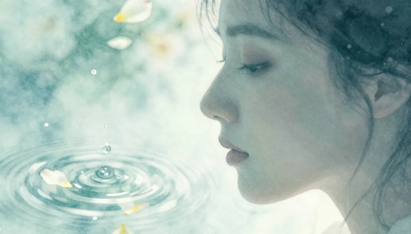 Watercolor style. Close-up silhouette of a face profile, sof...