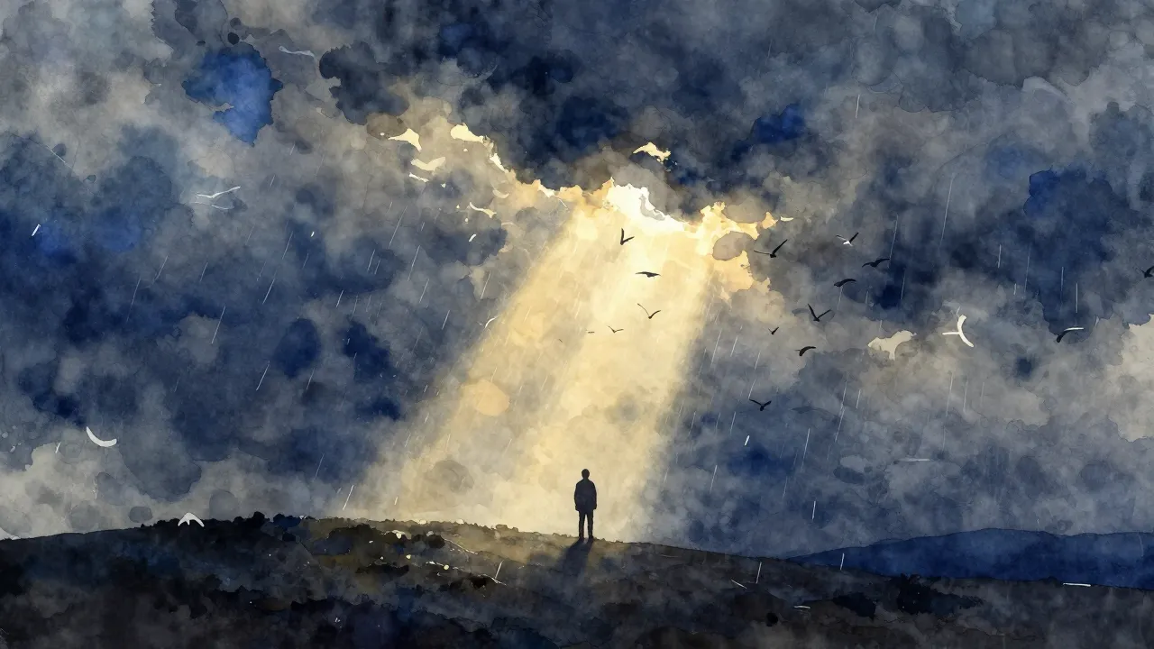 Vibrant watercolor style. Atmospheric album art, no text. A ...