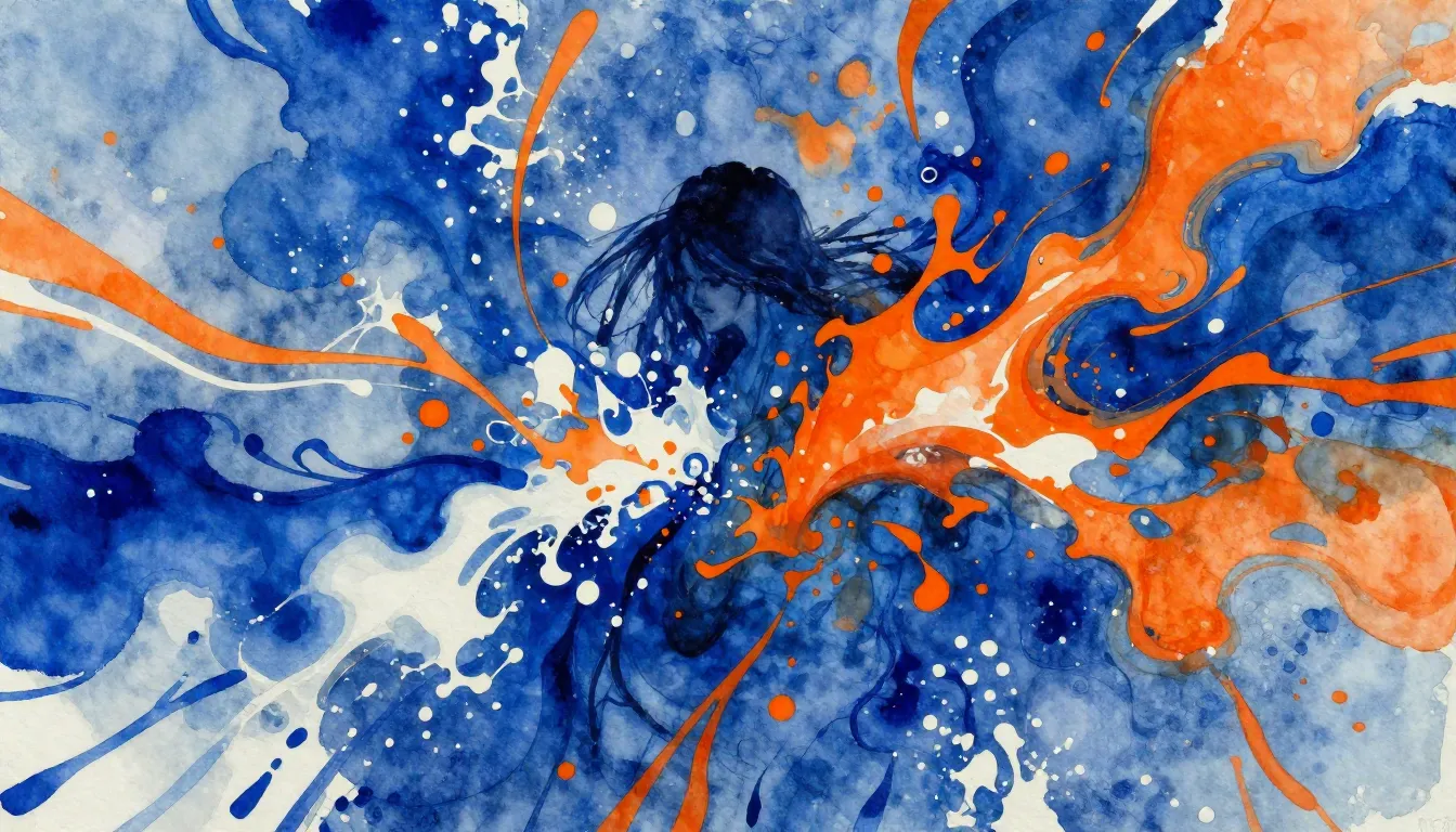 Vibrant watercolor style. A vibrant, chaotic abstract painti...