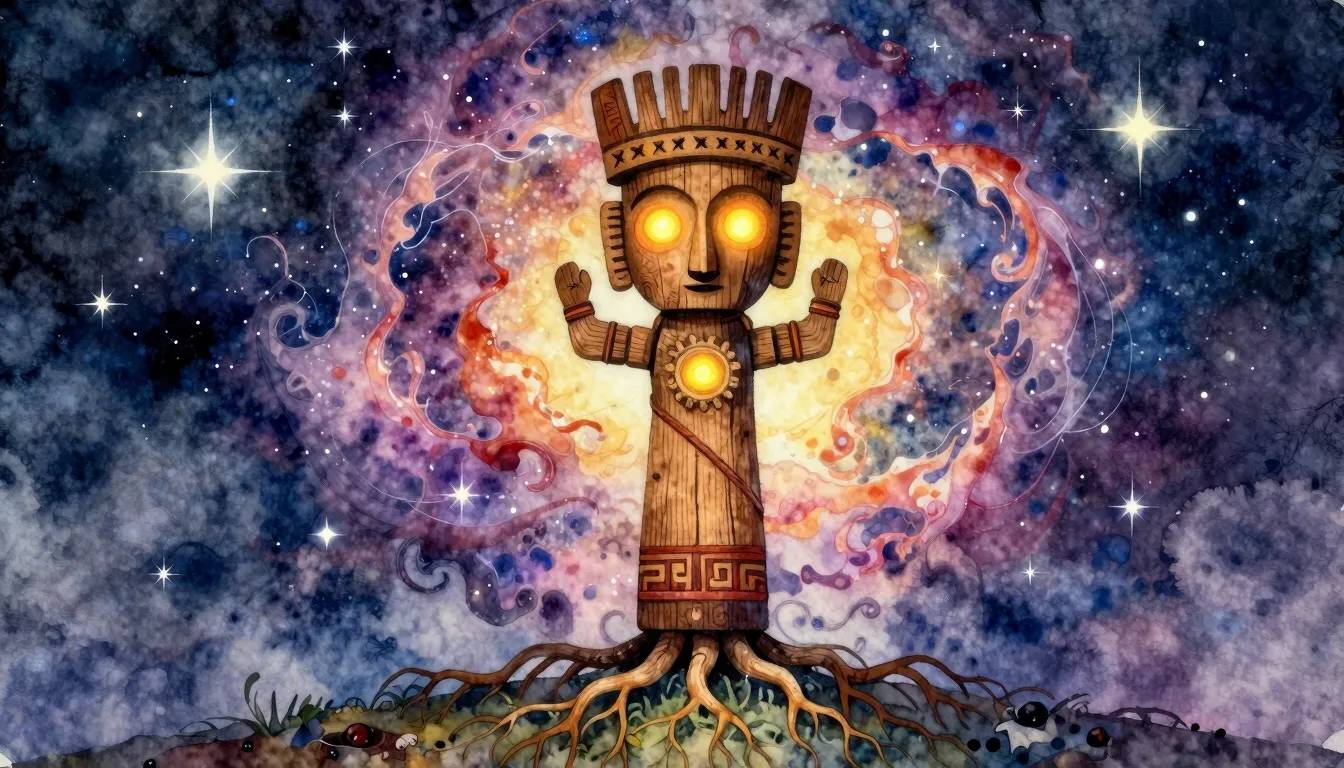 Vibrant watercolor style. Folk album cover: Ancient Slavic w...