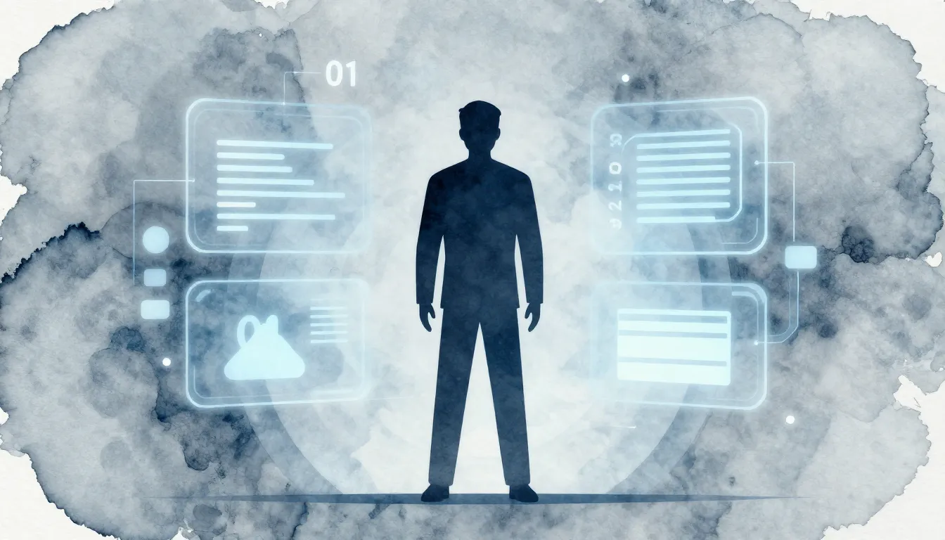 Watercolor style. Minimalist 3D silhouette of a professional...