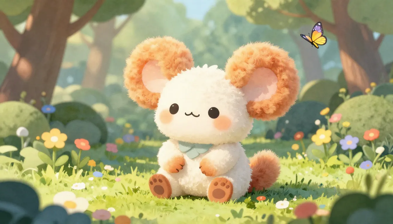 Watercolor style. A cute small creature with oversized fluff...