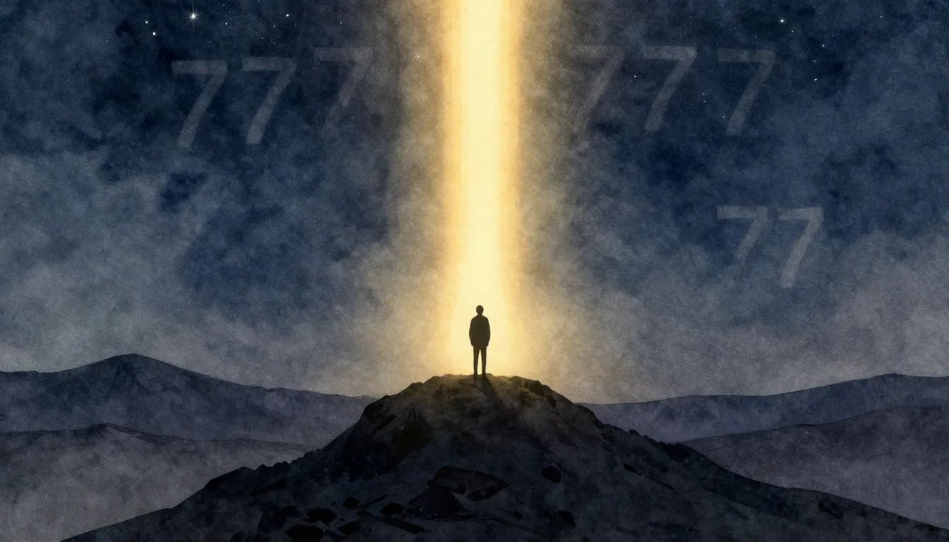 Watercolor style. A dark silhouette of a person standing on ...