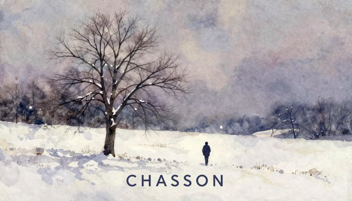 Vibrant watercolor style. Chanson album cover, melancholic, ...