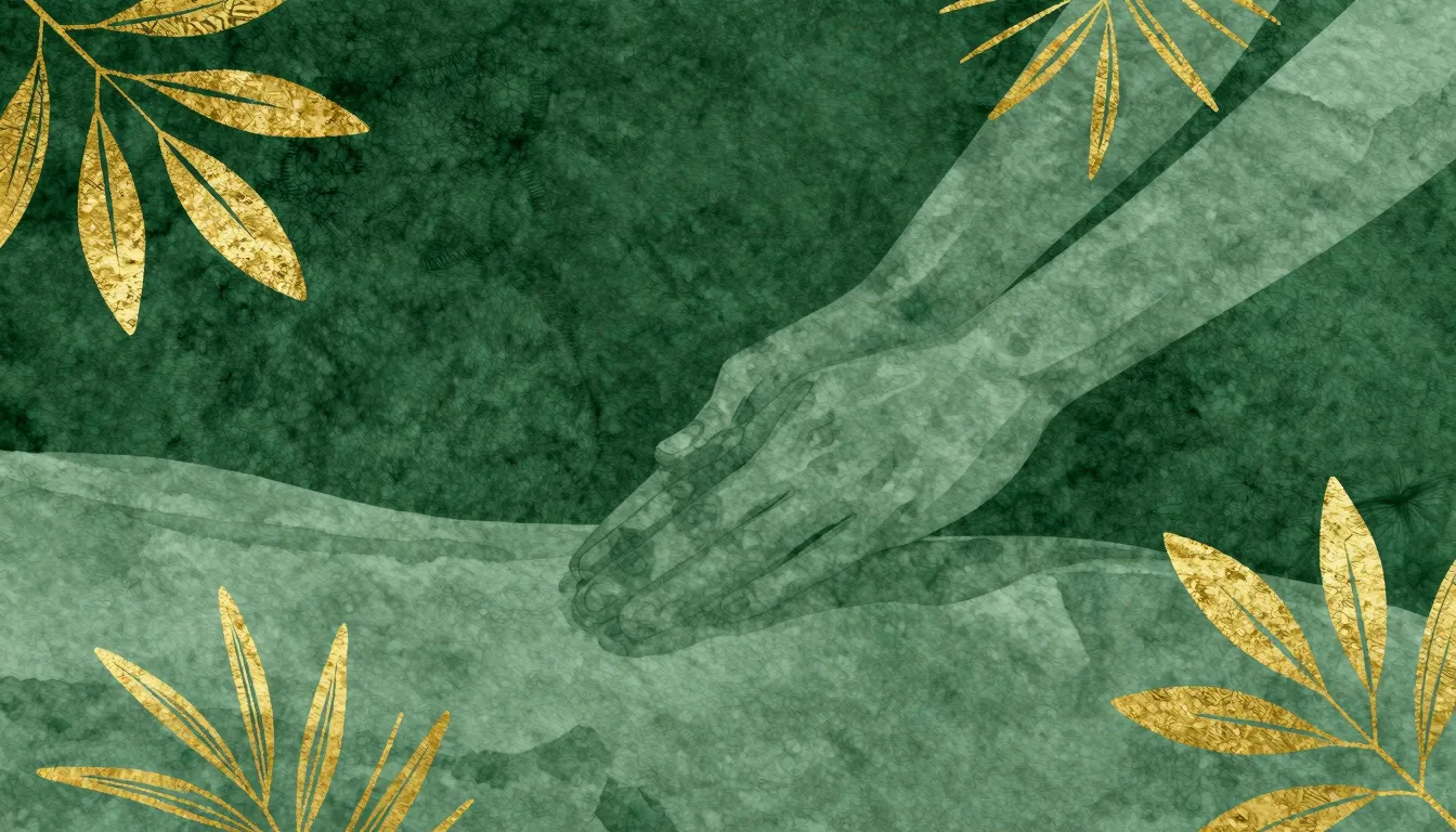 Watercolor style. Minimalist emerald green background with e...