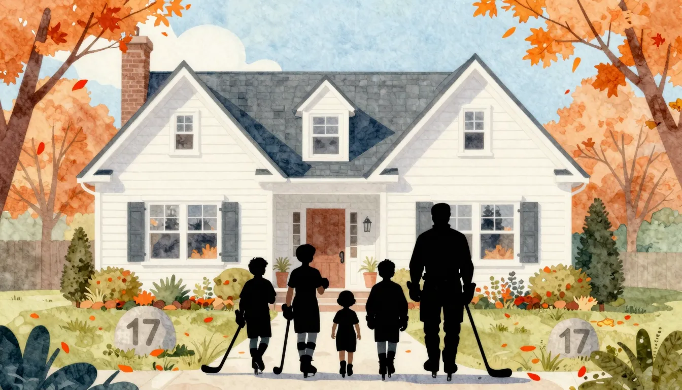 Watercolor style. A stylized illustration of a family of fiv...