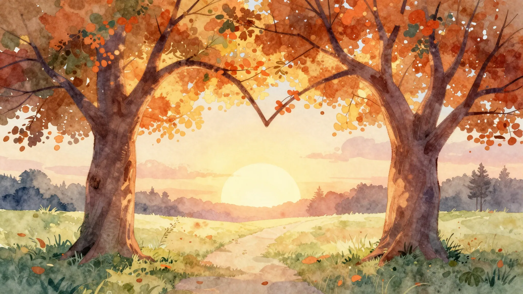 Vibrant watercolor style. A warm, inviting illustration of t...