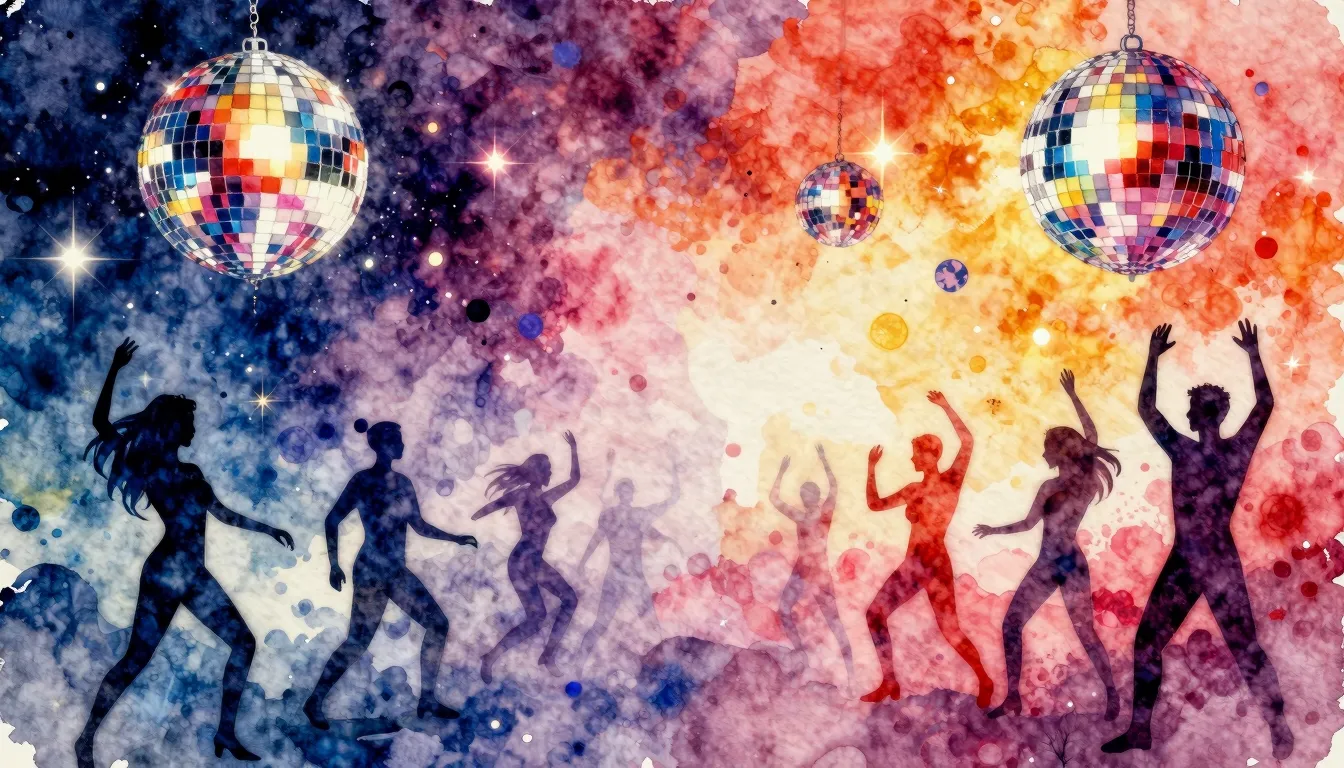Vibrant watercolor style. Funk album cover, abstract, dynami...