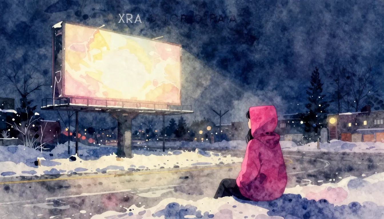 Vibrant watercolor style. Dark rock opera album cover. A lon...