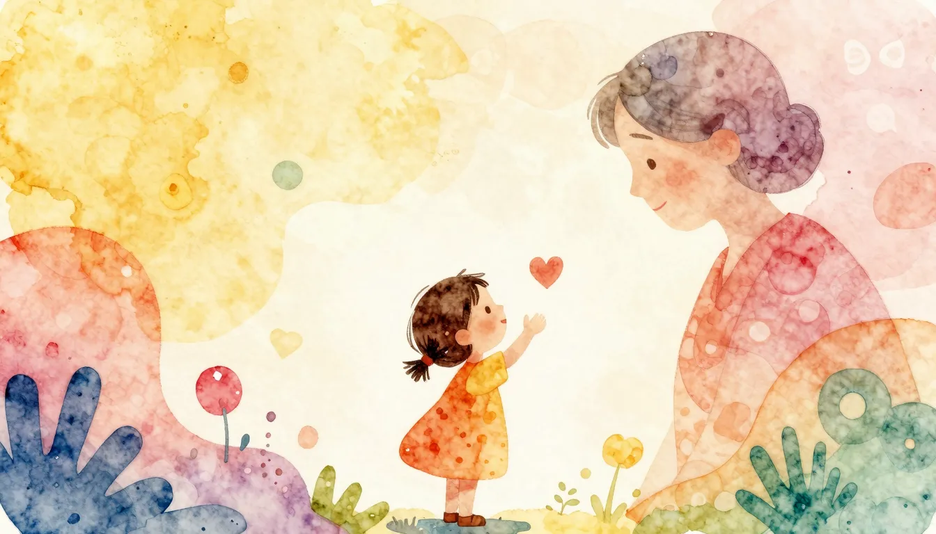 Vibrant watercolor style. Children's song album cover. Warm,...