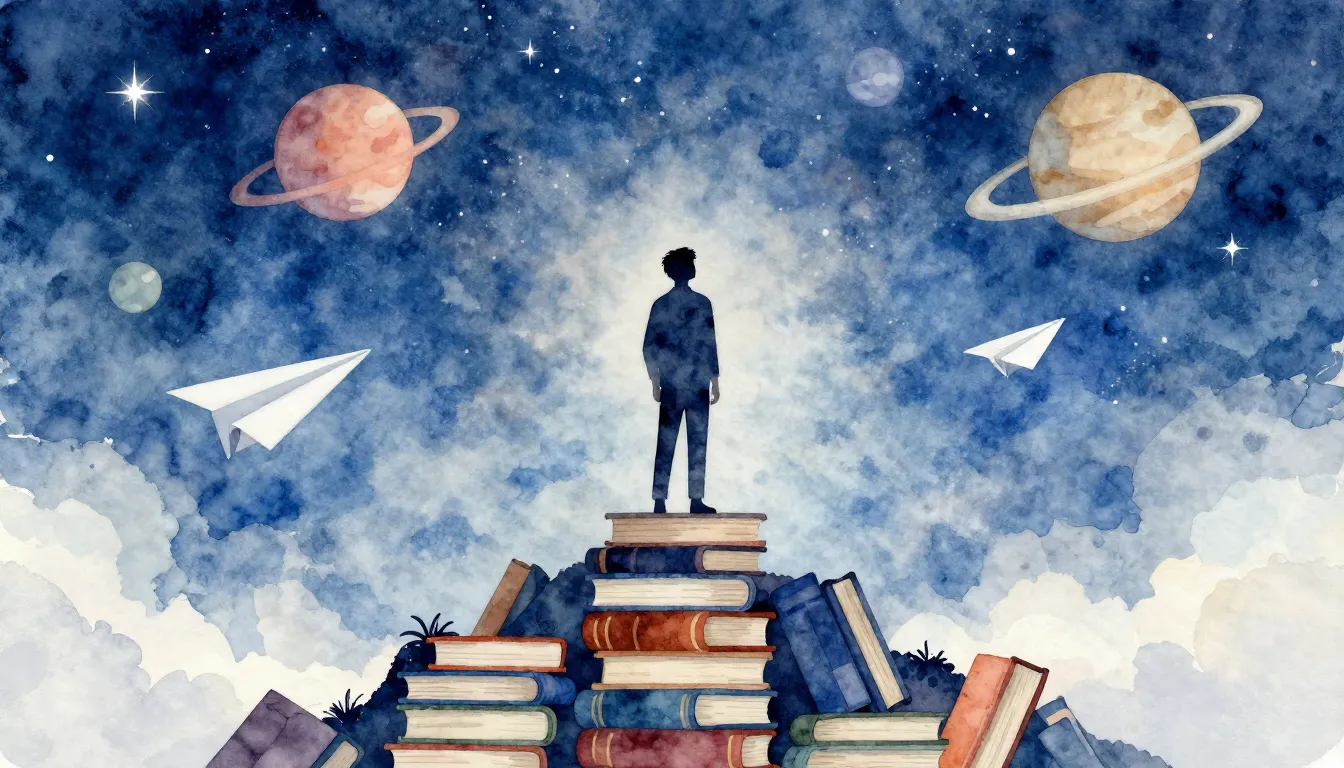 Watercolor style. A stylized silhouette of a person standing...