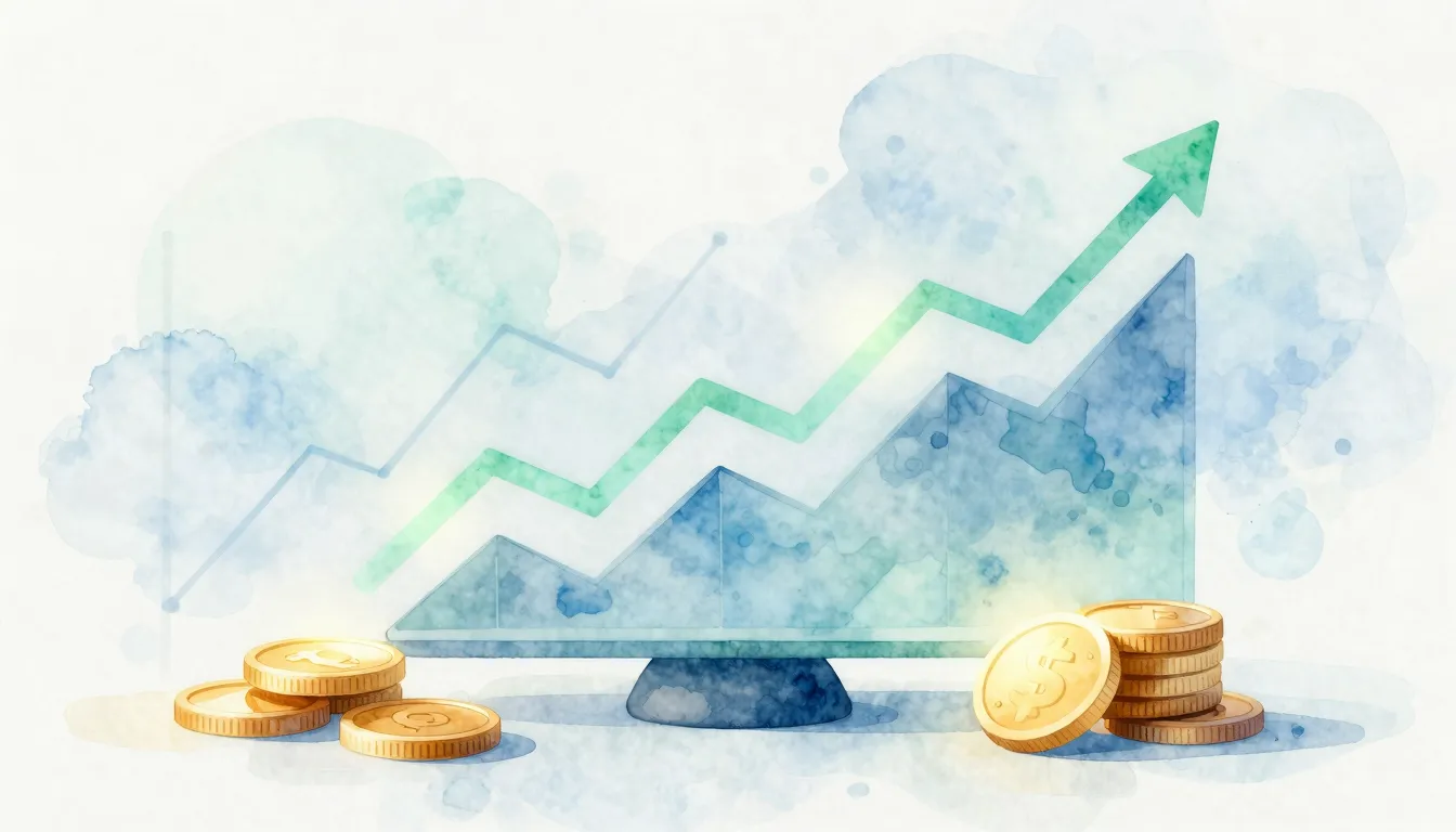 Watercolor style. Abstract 3D visualization of financial bal...