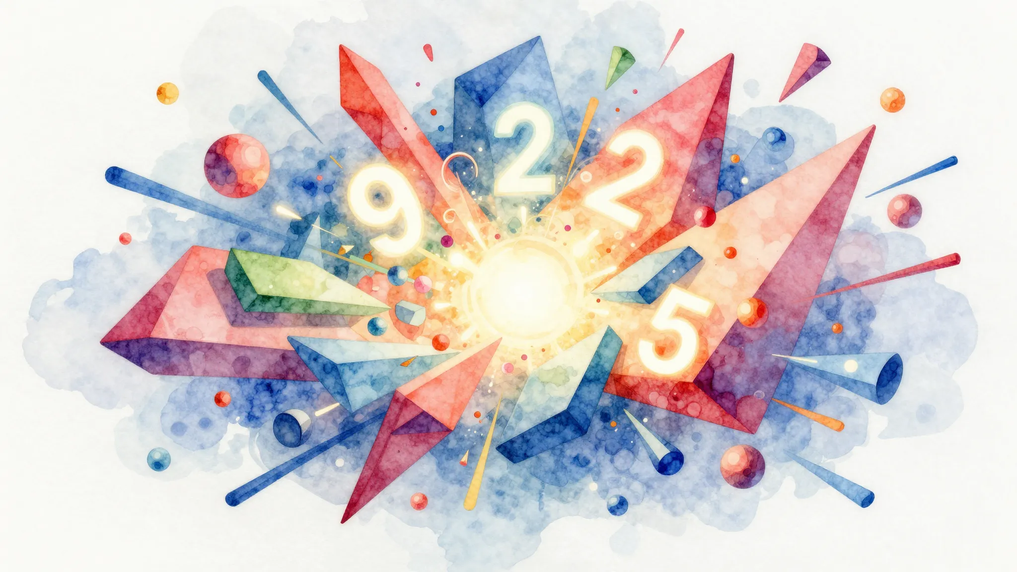 Watercolor style. An abstract explosion of colorful 3D geome...