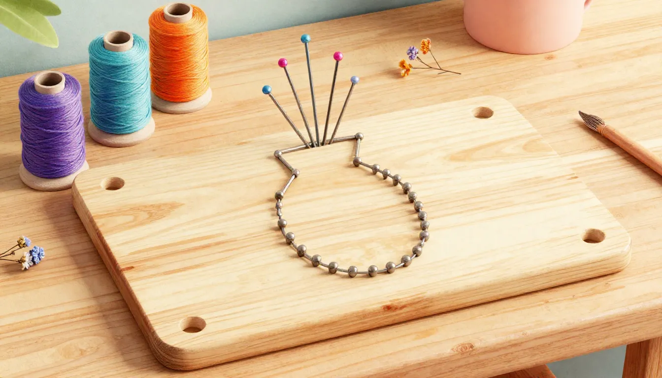 Watercolor style. A cozy craft table with a wooden board, co...