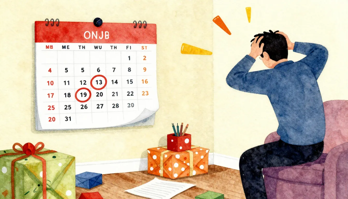 Watercolor style. A chaotic room with a calendar on the wall...