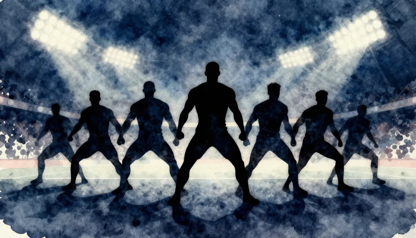 Watercolor style. Abstract silhouettes of athletes in a form...