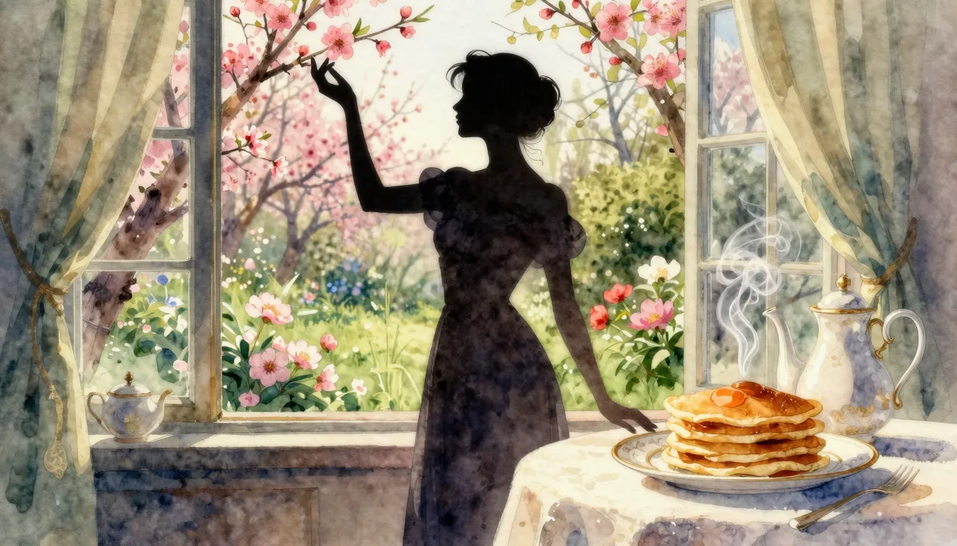 Watercolor style. A silhouette of a graceful woman standing ...