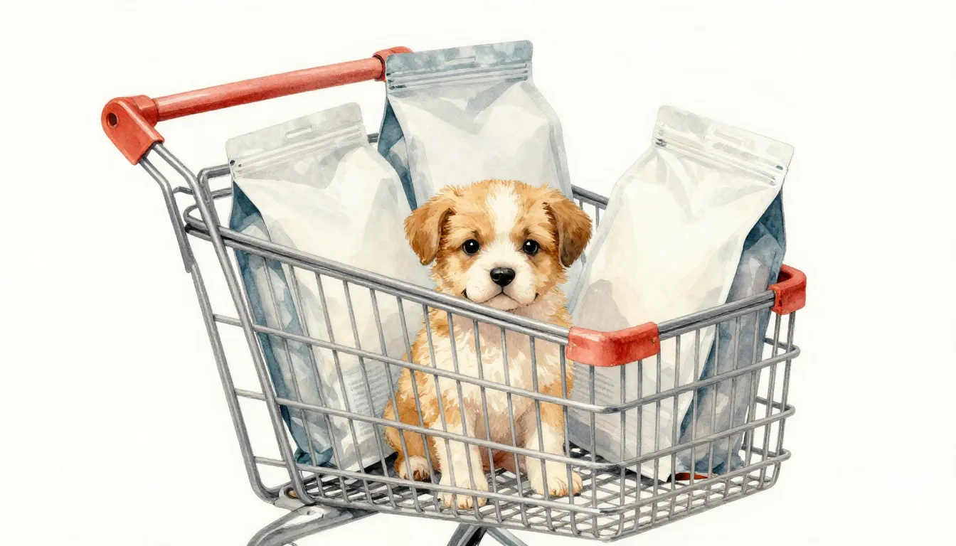 Watercolor style. A shopping cart filled with various blank ...