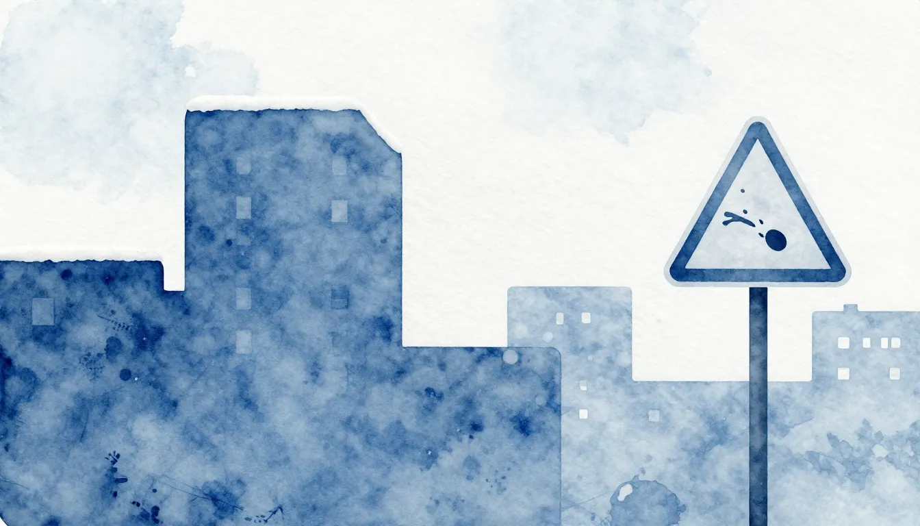 Watercolor style. Minimalist winter urban landscape, a silho...