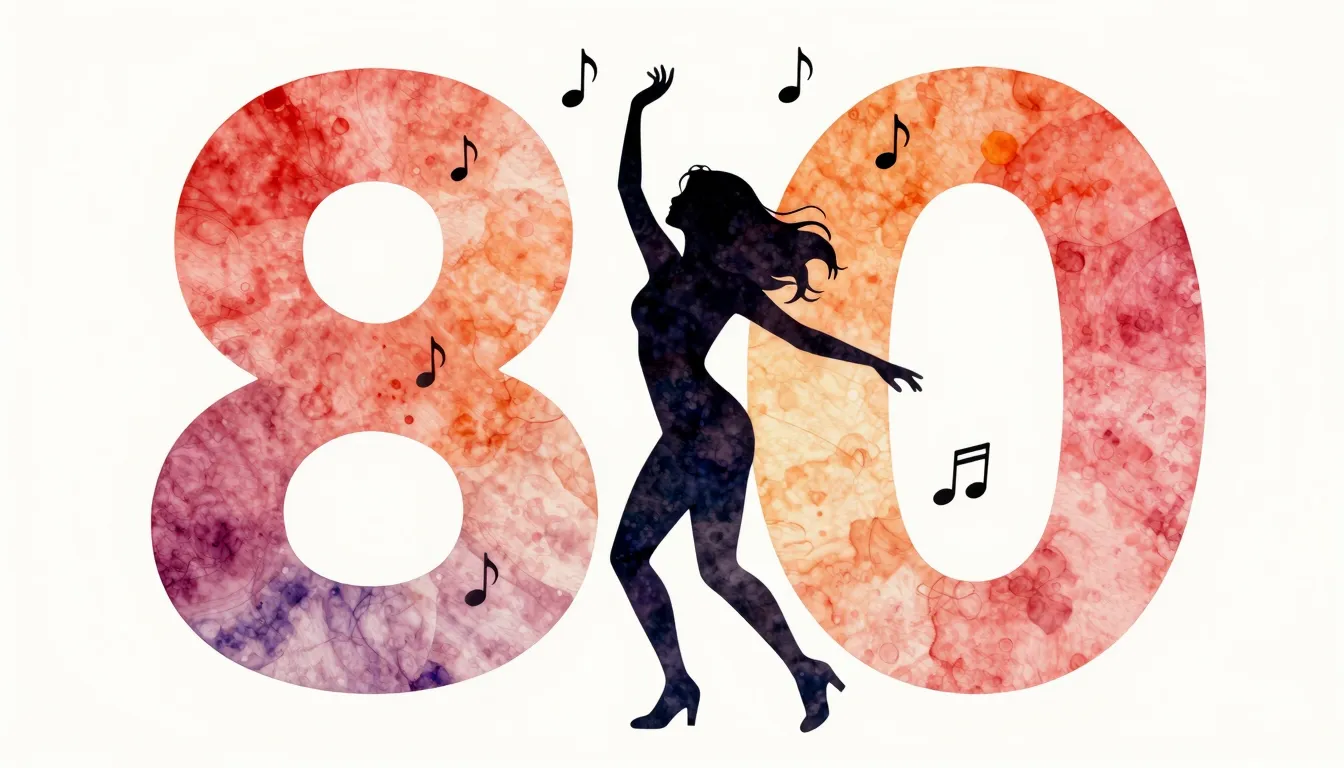 Watercolor style. Silhouette of an energetic woman dancing, ...
