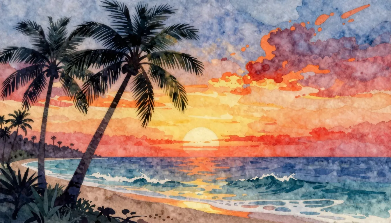 Vibrant watercolor style. Reggae album cover, vibrant colors...