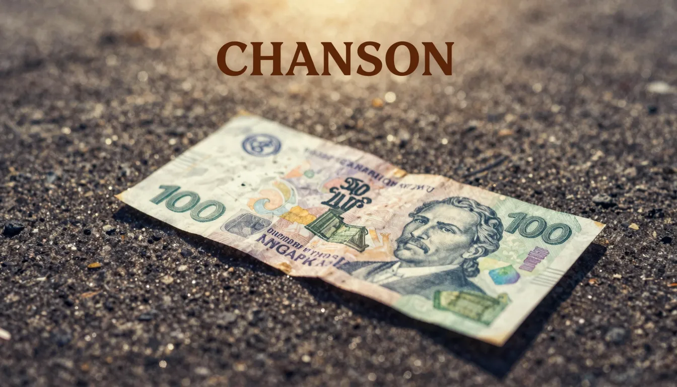 Vibrant watercolor style. Chanson album cover. A single, wor...