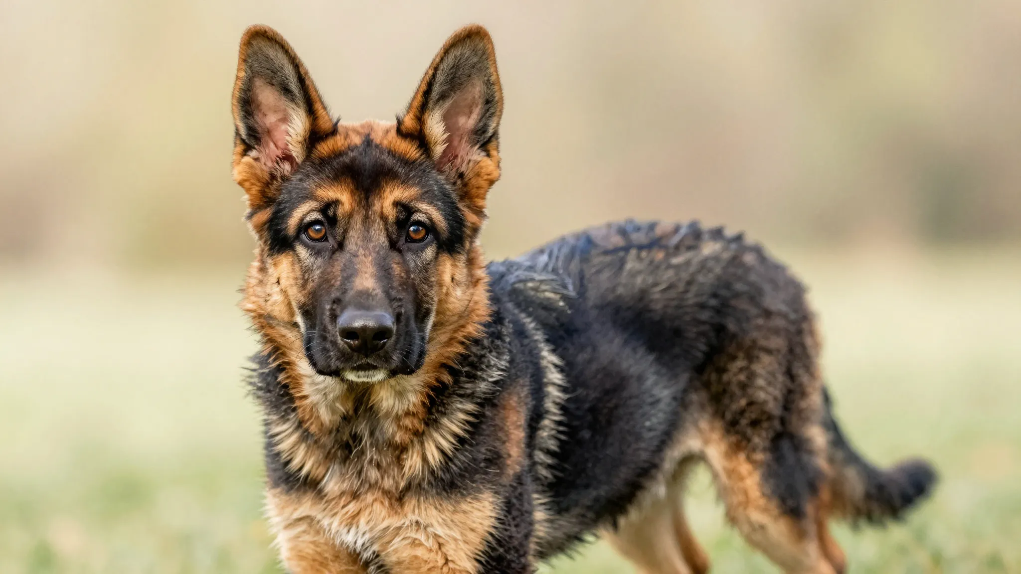 Watercolor style. A professional studio portrait of a German...