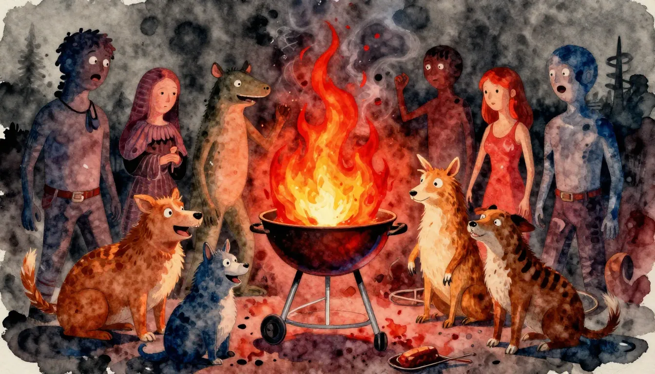 Vibrant watercolor style. Rock album cover. A surreal, chaot...