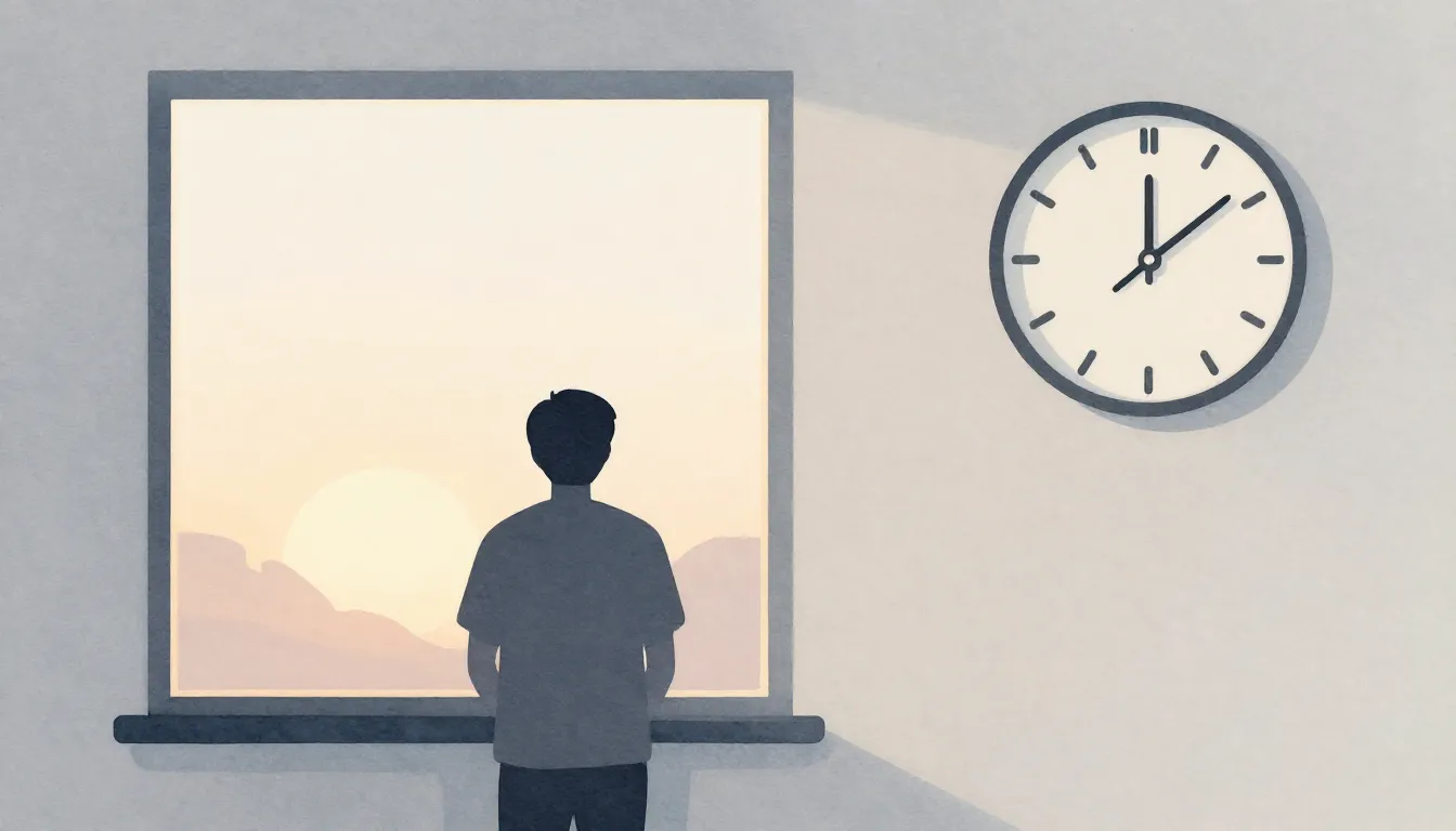 Watercolor style. Minimalist silhouette of a person standing...