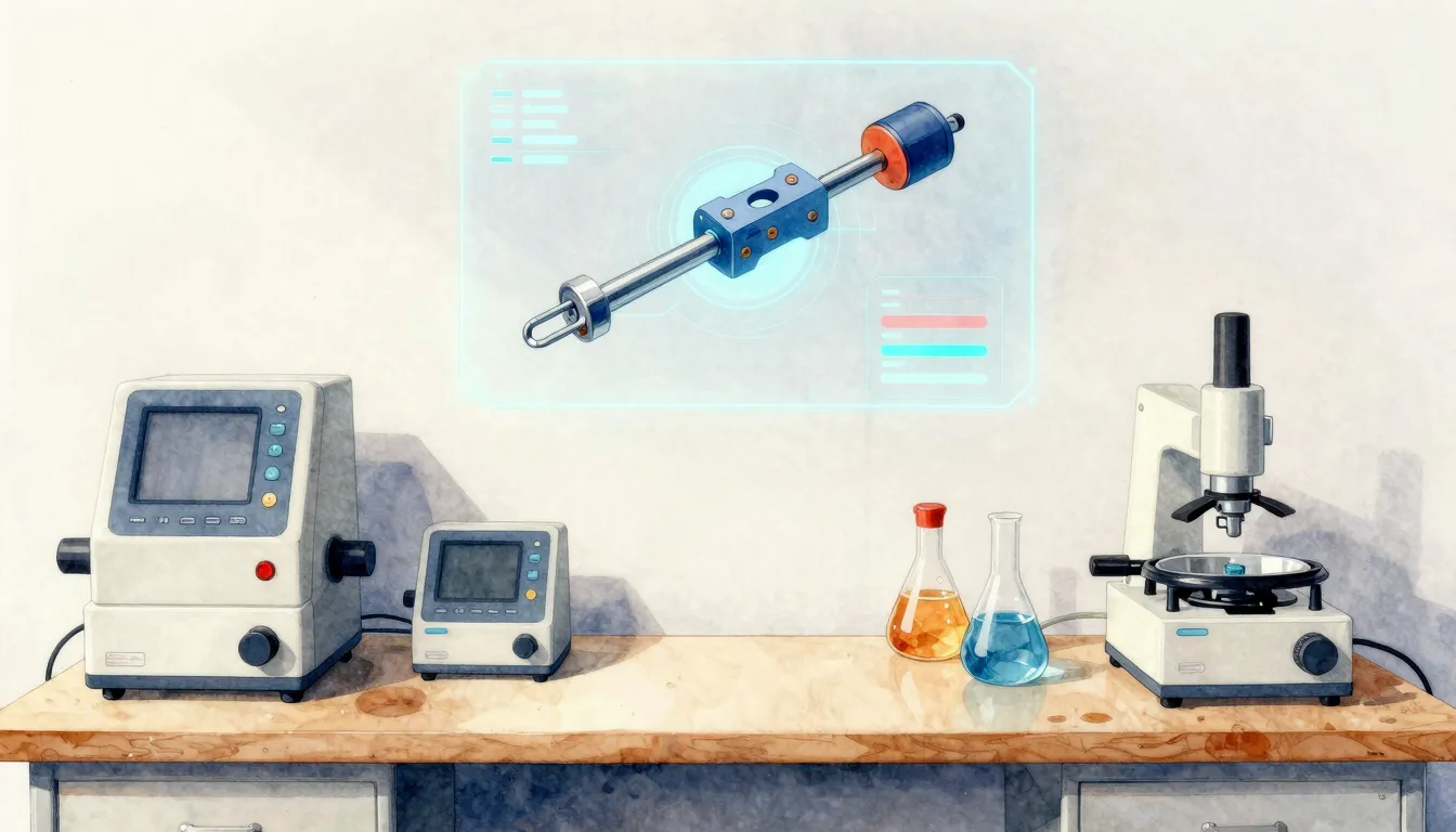 Watercolor style. A clean, well-lit workshop space with vari...