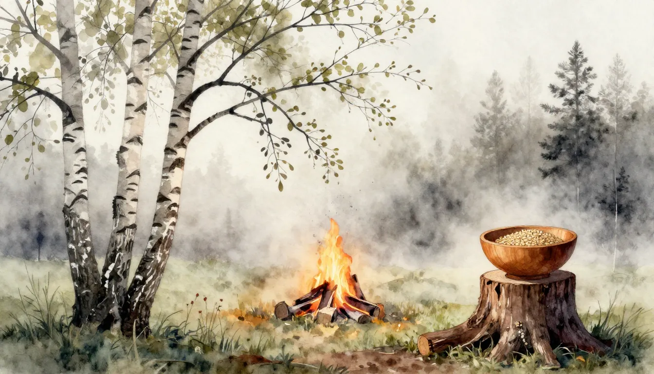 Watercolor style. Silhouette of a birch tree in early spring...