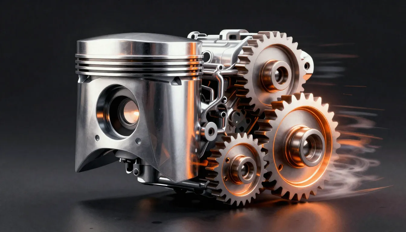 Watercolor style. High-quality 3D render of a shiny car engi...