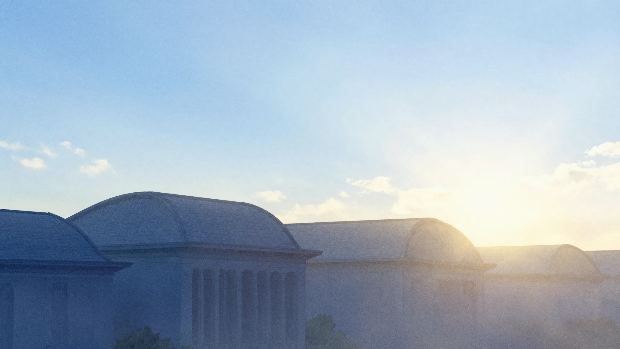 Watercolor style. Silhouette of elegant architecture with cu...